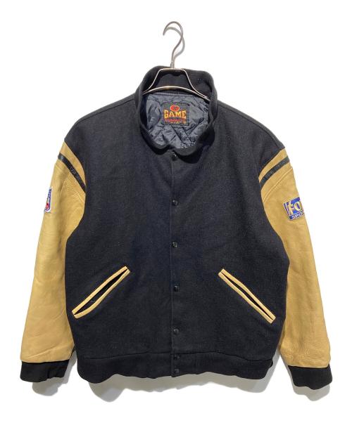 GAME SPORTSWEAR（ゲームスポーツウェア）GAME SPORTSWEAR (ゲームスポーツウェア) 袖レザースタジャン ブラック サイズ:XLの古着・服飾アイテム