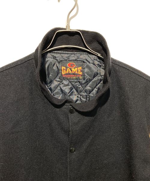 GAME SPORTSWEAR（ゲームスポーツウェア）GAME SPORTSWEAR (ゲームスポーツウェア) 袖レザースタジャン ブラック サイズ:XLの古着・服飾アイテム