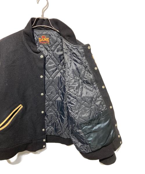 GAME SPORTSWEAR（ゲームスポーツウェア）GAME SPORTSWEAR (ゲームスポーツウェア) 袖レザースタジャン ブラック サイズ:XLの古着・服飾アイテム