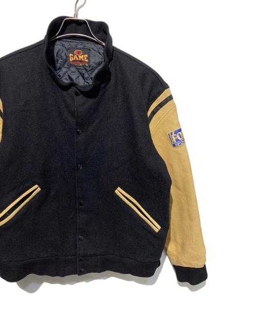 GAME SPORTSWEAR（ゲームスポーツウェア）GAME SPORTSWEAR (ゲームスポーツウェア) 袖レザースタジャン ブラック サイズ:XLの古着・服飾アイテム
