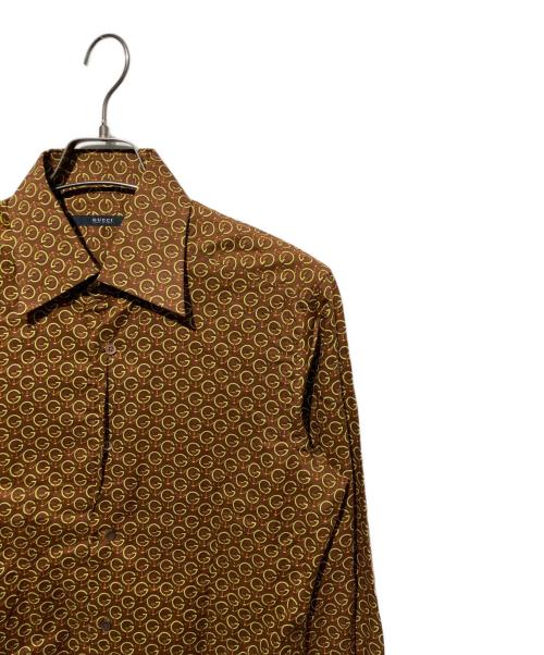 GUCCI（グッチ）GUCCI (グッチ) 総柄シャツ ブラウン サイズ:40-15 3/4の古着・服飾アイテム