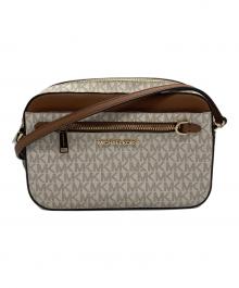 MICHAEL KORS（マイケルコース）の古着「JET SET ITEM ラージ EW ジップ チェーン クロスボディー」｜ブラウン×ホワイト