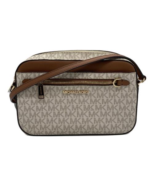 MICHAEL KORS（マイケルコース）MICHAEL KORS (マイケルコース) JET SET ITEM ラージ EW ジップ チェーン クロスボディー ブラウン×ホワイトの古着・服飾アイテム