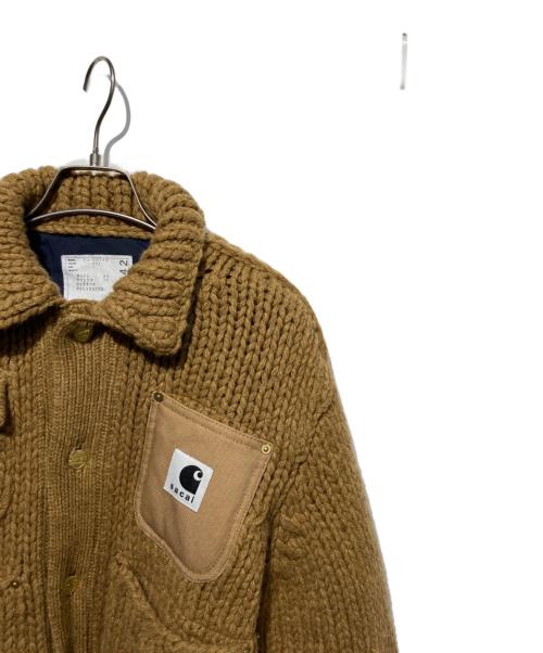 sacai（サカイ）sacai (サカイ) CarHartt (カーハート) ニットジャケット キャメル サイズ:1の古着・服飾アイテム