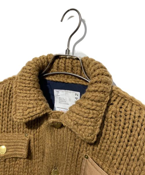 sacai（サカイ）sacai (サカイ) CarHartt (カーハート) ニットジャケット キャメル サイズ:1の古着・服飾アイテム