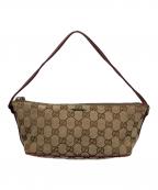 GUCCIグッチ）の古着「GGキャンバスアクセサリーポーチ」｜ベージュ×レッド