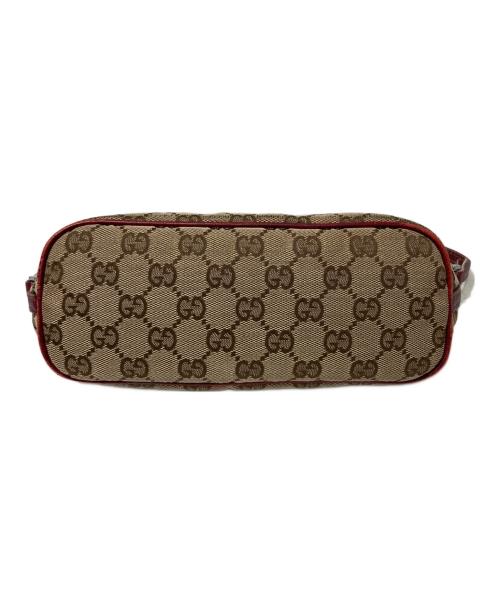 GUCCI（グッチ）GUCCI (グッチ) GGキャンバスアクセサリーポーチ ベージュ×レッドの古着・服飾アイテム