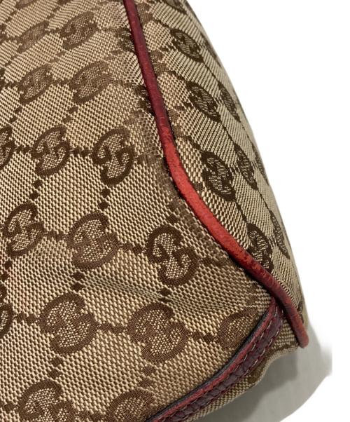 GUCCI（グッチ）GUCCI (グッチ) GGキャンバスアクセサリーポーチ ベージュ×レッドの古着・服飾アイテム