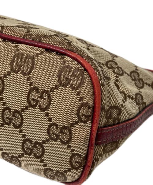 GUCCI（グッチ）GUCCI (グッチ) GGキャンバスアクセサリーポーチ ベージュ×レッドの古着・服飾アイテム