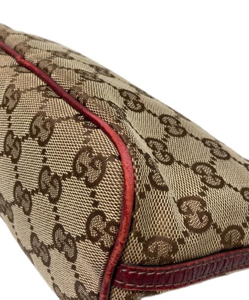 GUCCI（グッチ）GUCCI (グッチ) GGキャンバスアクセサリーポーチ ベージュ×レッドの古着・服飾アイテム