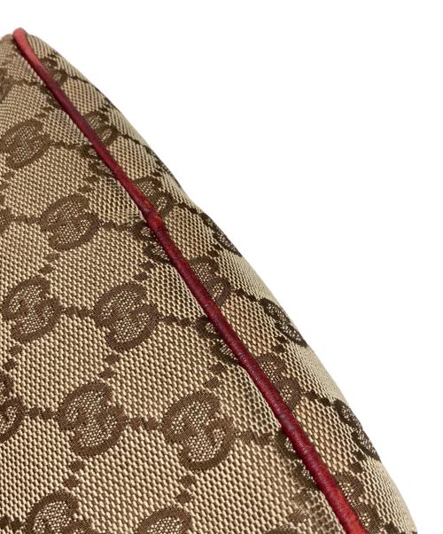 GUCCI（グッチ）GUCCI (グッチ) GGキャンバスアクセサリーポーチ ベージュ×レッドの古着・服飾アイテム