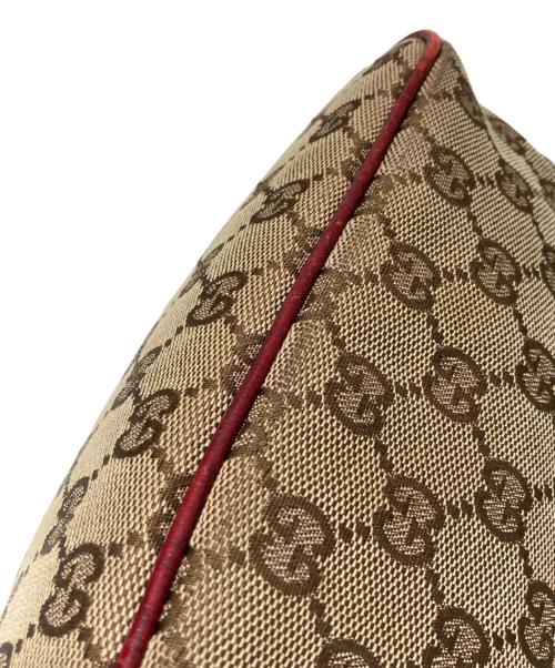 GUCCI（グッチ）GUCCI (グッチ) GGキャンバスアクセサリーポーチ ベージュ×レッドの古着・服飾アイテム