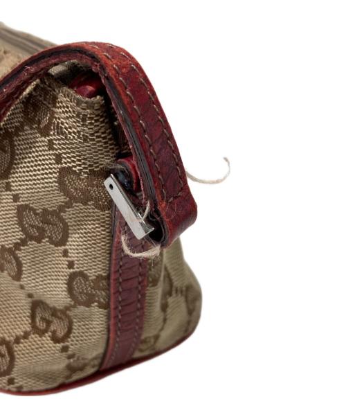 GUCCI（グッチ）GUCCI (グッチ) GGキャンバスアクセサリーポーチ ベージュ×レッドの古着・服飾アイテム