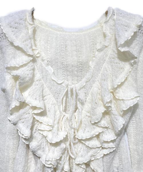 Snidel（スナイデル）Snidel (スナイデル) ラッフルデザインニットプルオーバー ホワイト サイズ:Free 未使用品の古着・服飾アイテム