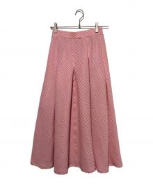 Mame Kurogouchi（マメクロゴウチ）の古着「Shirring Jersey Jacquard Flare Skirt」｜ピンク