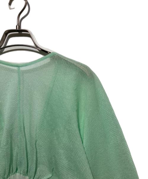 Mame Kurogouchi（マメクロゴウチ）Mame Kurogouchi (マメクロゴウチ) Sheer Rounded Sleeve Knitted Cardigan ライトグリーン サイズ:1の古着・服飾アイテム