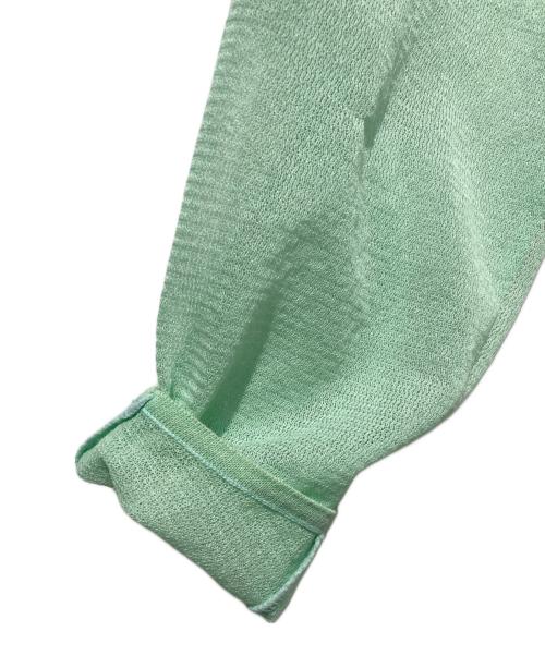 Mame Kurogouchi（マメクロゴウチ）Mame Kurogouchi (マメクロゴウチ) Sheer Rounded Sleeve Knitted Cardigan ライトグリーン サイズ:1の古着・服飾アイテム