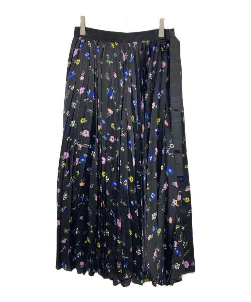 sacai（サカイ）sacai (サカイ) フローラル柄プリーツスカート ブラック サイズ:1の古着・服飾アイテム