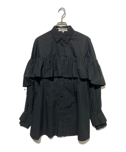 ENFOLD（エンフォルド）ENFOLD (エンフォルド) フリルシャツ ブラック サイズ:38の古着・服飾アイテム