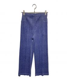 PLEATS PLEASE（プリーツプリーズ）の古着「COTTON DENIM プリーツパンツ」｜ブルー