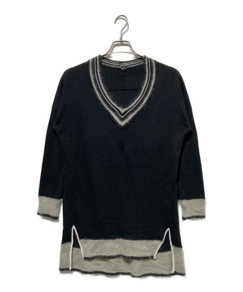 ISSEY MIYAKE（イッセイミヤケ）ISSEY MIYAKE (イッセイミヤケ) Vネックロングニット ブラック サイズ:2の古着・服飾アイテム