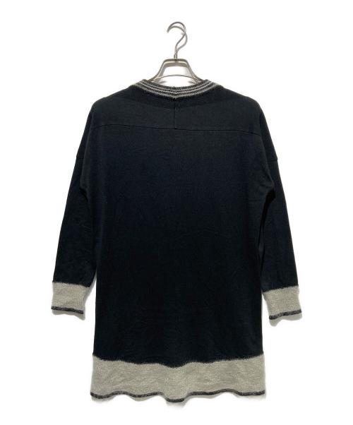 ISSEY MIYAKE（イッセイミヤケ）ISSEY MIYAKE (イッセイミヤケ) Vネックロングニット ブラック サイズ:2の古着・服飾アイテム