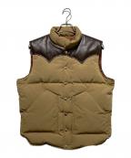 SUGAR CANEシュガーケーン）の古着「LEATHER YOKE T/C DOWN VEST」｜ブラウン