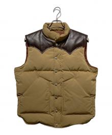 SUGAR CANE（シュガーケーン）の古着「LEATHER YOKE T/C DOWN VEST」｜ブラウン
