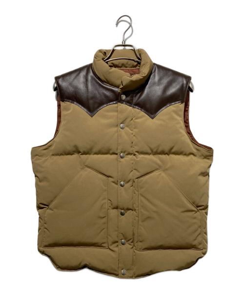 SUGAR CANE（シュガーケーン）SUGAR CANE (シュガーケーン) LEATHER YOKE T/C DOWN VEST ブラウン サイズ:Lの古着・服飾アイテム