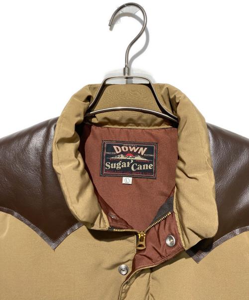 SUGAR CANE（シュガーケーン）SUGAR CANE (シュガーケーン) LEATHER YOKE T/C DOWN VEST ブラウン サイズ:Lの古着・服飾アイテム