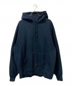SUPREMEシュプリーム）の古着「Satin Applique Hooded Sweatshirt」｜ネイビー