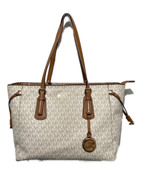MICHAEL KORS（マイケルコース）MICHAEL KORS (マイケルコース) シグネチャートートバッグ ベージュ×ブラウンの古着・服飾アイテム