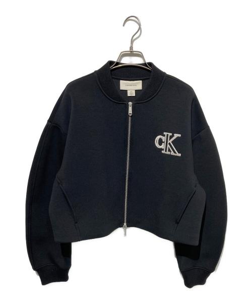 Calvin Klein Jeans（カルバンクラインジーンズ）Calvin Klein Jeans (カルバンクラインジーンズ) オーバーサイズショートジップボンバージャケット ブラック サイズ:Sの古着・服飾アイテム