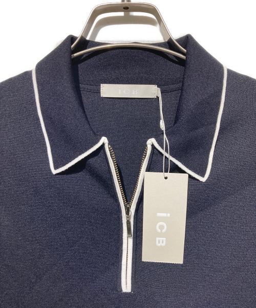 icB（アイシービー）icB (アイシービー) シンセティックフルニードル ハーフジップニット ネイビー サイズ:Sの古着・服飾アイテム