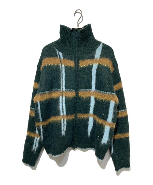 PAMM（パム）PAMM (パム) 透明な空気のチェックジップニット グリーン×ブルー サイズ:2の古着・服飾アイテム