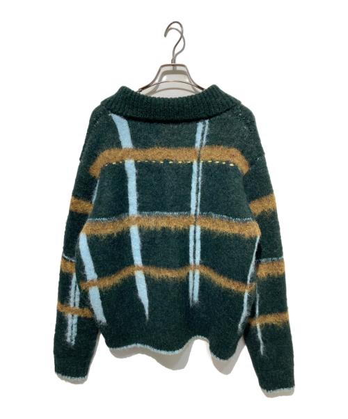 PAMM（パム）PAMM (パム) 透明な空気のチェックジップニット グリーン×ブルー サイズ:2の古着・服飾アイテム