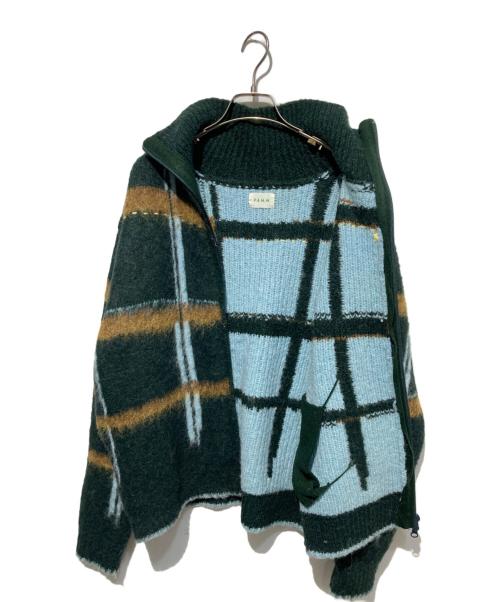 PAMM（パム）PAMM (パム) 透明な空気のチェックジップニット グリーン×ブルー サイズ:2の古着・服飾アイテム