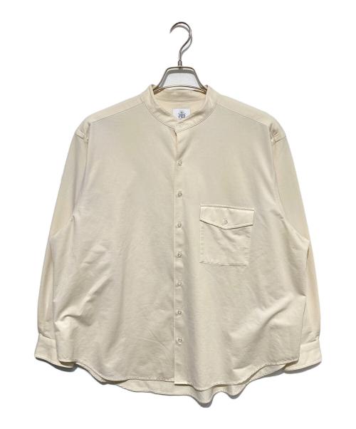 J.PRESS（ジェイプレス）J.PRESS (ジェイプレス) バンドカラーシャツ ベージュ サイズ:Sの古着・服飾アイテム