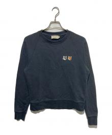 maison kitsune（メゾンキツネ）の古着「ダブルフォックスヘッドパッチスウェット」｜ブラック