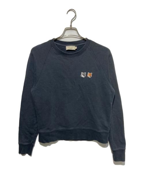 maison kitsune（メゾンキツネ）MAISON KITSUNE (メゾンキツネ) ダブルフォックスヘッドパッチスウェット ブラック サイズ:Sの古着・服飾アイテム