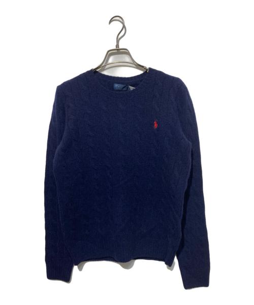 POLO RALPH LAUREN（ポロ・ラルフローレン）POLO RALPH LAUREN (ポロ・ラルフローレン) カシミヤ混刺繍ケーブルニット ネイビー サイズ:M 未使用品の古着・服飾アイテム