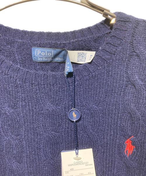 POLO RALPH LAUREN（ポロ・ラルフローレン）POLO RALPH LAUREN (ポロ・ラルフローレン) カシミヤ混刺繍ケーブルニット ネイビー サイズ:M 未使用品の古着・服飾アイテム