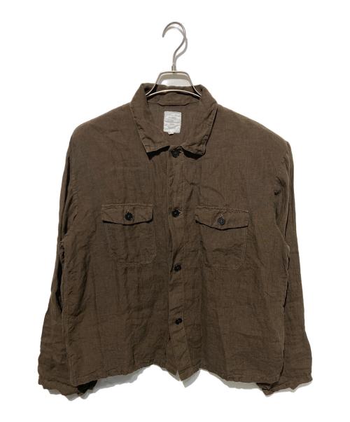maison de soil homme（メゾンドソイルオム）maison de soil homme (メゾンドソイルオム) リネンシャツジャケット ブラウン サイズ:3の古着・服飾アイテム