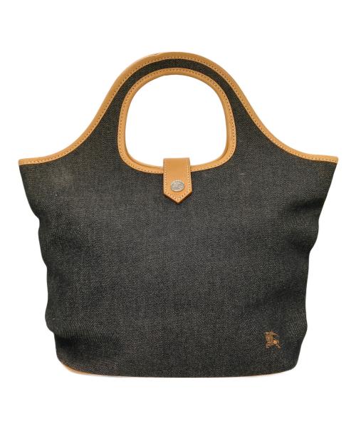BURBERRY BLUE LABEL（バーバリー ブルー レーベル）BURBERRY BLUE LABEL (バーバリー ブルー レーベル) レザーパイピングデニムハンドバッグ ブラックの古着・服飾アイテム