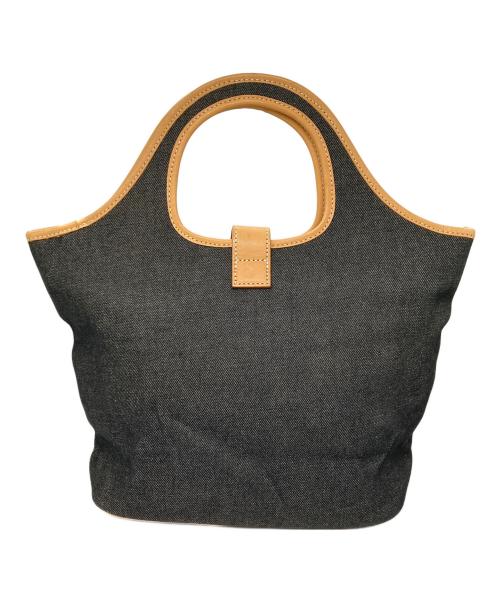 BURBERRY BLUE LABEL（バーバリー ブルー レーベル）BURBERRY BLUE LABEL (バーバリー ブルー レーベル) レザーパイピングデニムハンドバッグ ブラックの古着・服飾アイテム
