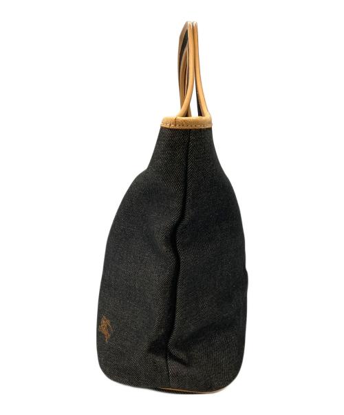 BURBERRY BLUE LABEL（バーバリー ブルー レーベル）BURBERRY BLUE LABEL (バーバリー ブルー レーベル) レザーパイピングデニムハンドバッグ ブラックの古着・服飾アイテム