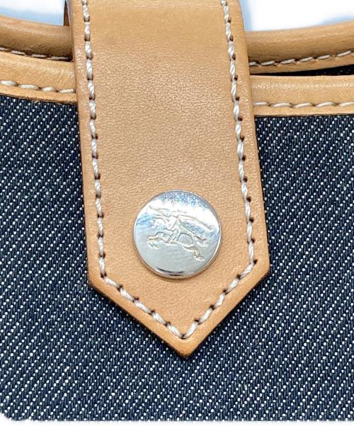 BURBERRY BLUE LABEL（バーバリー ブルー レーベル）BURBERRY BLUE LABEL (バーバリー ブルー レーベル) レザーパイピングデニムハンドバッグ ブラックの古着・服飾アイテム
