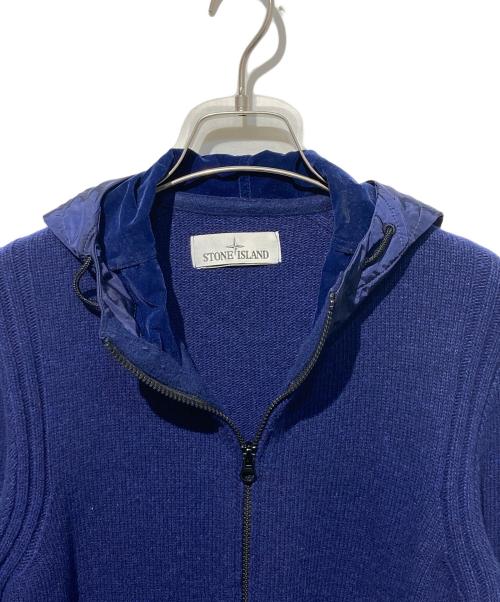 STONE ISLAND（ストーンアイランド）STONE ISLAND (ストーンアイランド) 切替ニットジップパーカー ネイビー サイズ:Sの古着・服飾アイテム