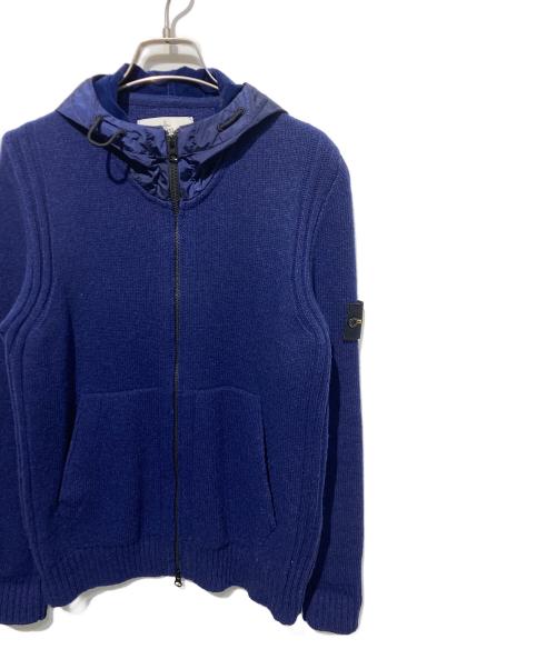 STONE ISLAND（ストーンアイランド）STONE ISLAND (ストーンアイランド) 切替ニットジップパーカー ネイビー サイズ:Sの古着・服飾アイテム