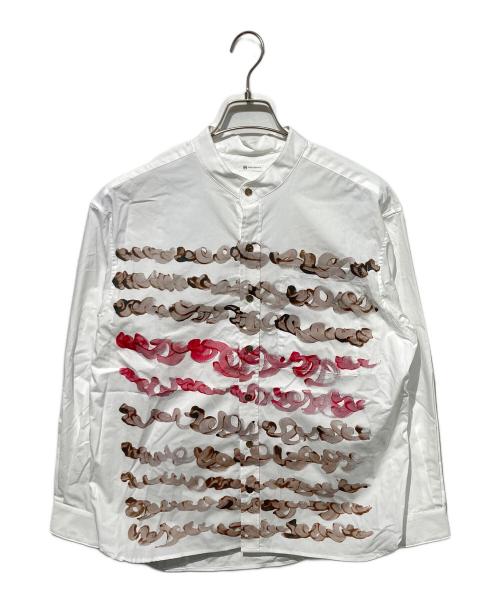 HERALBONY（ヘラルボニー）HERALBONY (ヘラルボニー) バンドカラーシャツ「brown brush-mm2025」 ホワイト サイズ:Ｍの古着・服飾アイテム